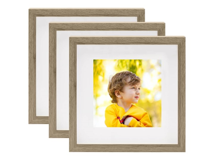 vidaXL Ramki na zdjęcia 20x20 cm, 3D, ciemne drewno, 28x28 cm Tworzywo sztuczne Stojak na zdjęcia Pomieszczenie Sypialnia