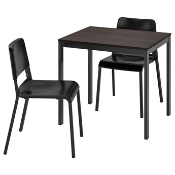 IKEA VANGSTA / TEODORES Stół i 2 krzesła, czarny ciemnobrązowy/czarny, 80/120 cm