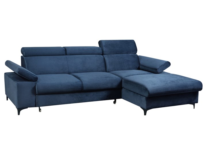 SELSEY Narożnik z funkcją spania Millefolium L-kształtny z pojemnikiem granatowy velvet hydrofobowy prawostronny Prawostronne Styl Glamour Materiał obicia Tkanina