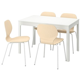 IKEA EKEDALEN / SIGTRYGG Stół i 4 krzesła, biały/brzoza biały, 120/180x80 cm