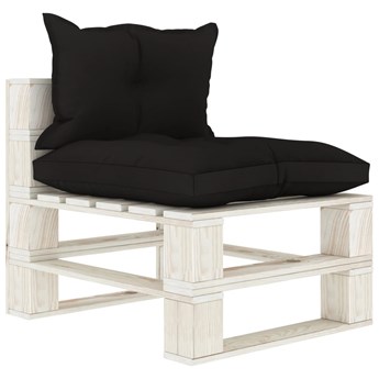 vidaXL Ogrodowe siedzisko z palet, z czarnymi poduszkami, drewniane