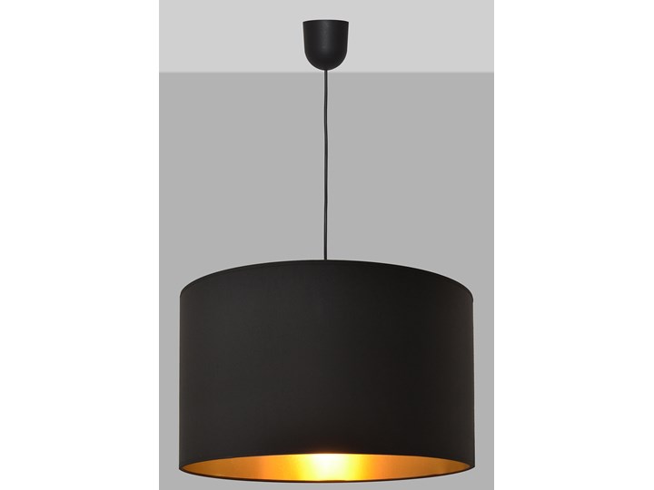 Lampa wisząca pojedyncza ALBA czarno-złota XL W-4525/1 BK+GO+SCW-P BK Lampa z abażurem Tworzywo sztuczne Lampa z kloszem Tkanina Kolor Czarny Pomieszczenie Sypialnia