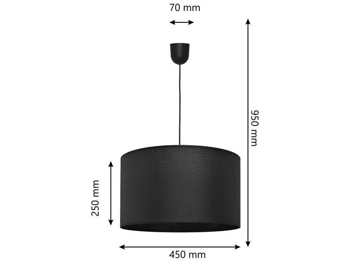 Lampa wisząca pojedyncza ALBA czarna XL (Kopia) Lampa z abażurem Lampa z kloszem Tkanina Tworzywo sztuczne Styl Nowoczesny