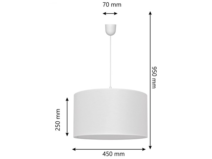 Lampa wisząca pojedyncza ALBA biała XL Lampa z abażurem Tworzywo sztuczne Tkanina Lampa z kloszem Pomieszczenie Jadalnia