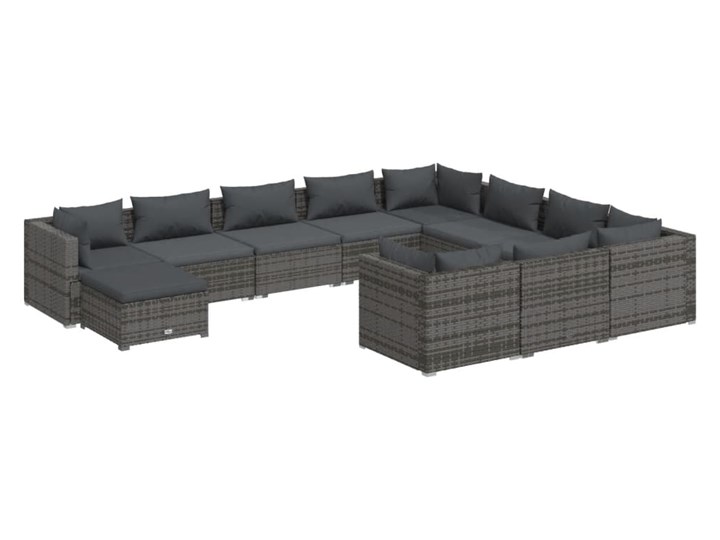 vidaXL 11-cz. zestaw wypoczynkowy do ogrodu, poduszki, szary rattan PE Stal Tworzywo sztuczne Zestawy modułowe Zestawy wypoczynkowe Technorattan Zawartość zestawu Narożnik