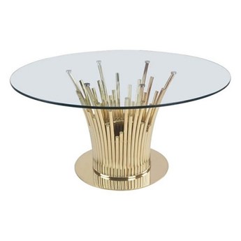 Stół okrągły złoty szklany Glmour  Fi 150 cm / Okktawio