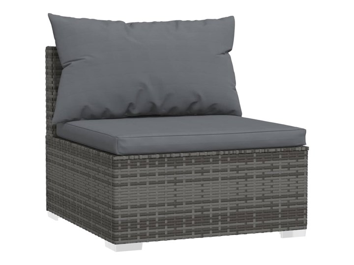 vidaXL 11-cz. zestaw wypoczynkowy do ogrodu, poduszki, szary rattan PE Tworzywo sztuczne Zestawy modułowe Stal Zestawy wypoczynkowe Zawartość zestawu Sofa