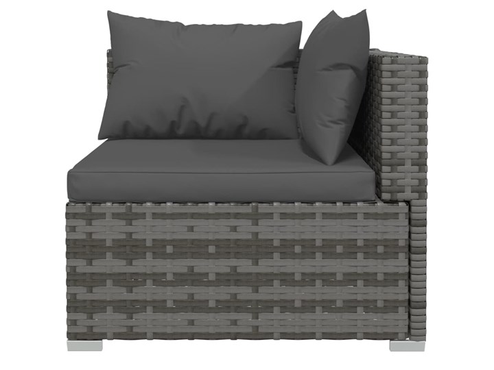 vidaXL 11-cz. zestaw wypoczynkowy do ogrodu, poduszki, szary rattan PE Tworzywo sztuczne Zestawy modułowe Stal Zestawy wypoczynkowe Zawartość zestawu Sofa Kolor Zielony