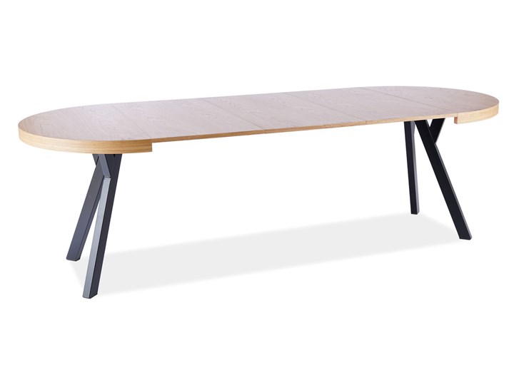 Stół Domingo 100(250) Czarny / Dąb Wysokość 76 cm Metal Drewno Kształt blatu Okrągły