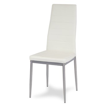 Krzesło nowoczesne ze skóry ekologicznej na metalowych szarych nogach do salonu kuchni białe 704B TH WG
