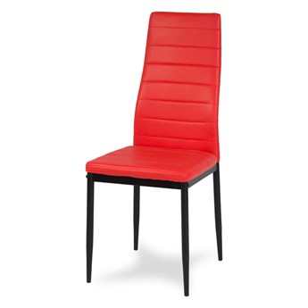 Krzesło nowoczesne ze skóry ekologicznej na metalowych czarnych nogach do salonu kuchni czerwone 704B TH RB
