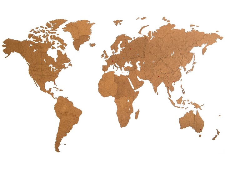 MiMi Innovations Drewniana mapa świata Giant, brązowa, 280x170 cm Kolor Brązowy