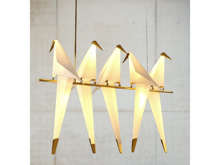 Tweety • żyrandol ptaki szer. 110cm biało-złoty Lampa inspirowana Metal Tworzywo sztuczne Pomieszczenie Kuchnia