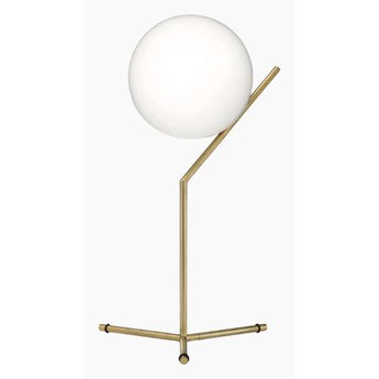 Bella T2 • lampa stołowa mleczna kula wys. 47cm biało-złota