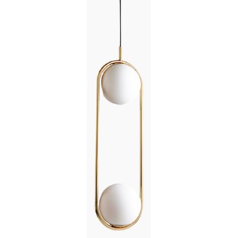 Carmen Elipse Duo • lampa wisząca 2-punktowa art deco wys. 60cm złoto-biała