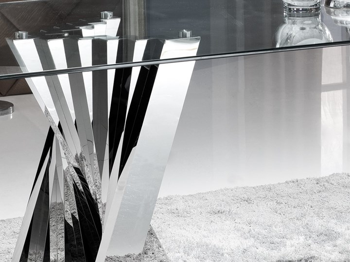 Duży , nowoczesny  stół szklany , srebrna podstawa 240 x 120 Cascado Szkło Wysokość 76 cm Stal Pomieszczenie Stoły do salonu Długość(n) 240 cm