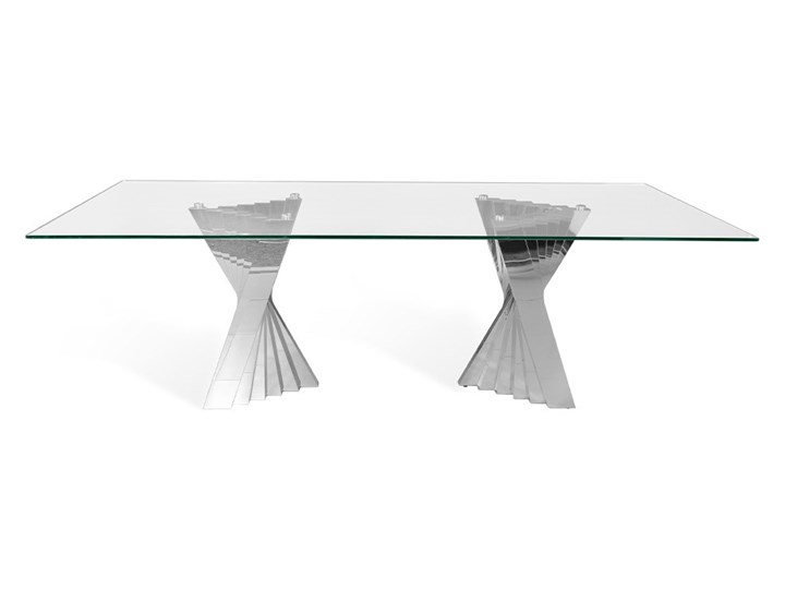 Duży, nowoczesny stół szklany, srebrna podstawa 240 x 120 Cascado