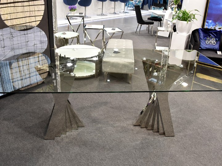 Duży , nowoczesny  stół szklany , srebrna podstawa 240 x 120 Cascado Stal Szkło Wysokość 76 cm Pomieszczenie Stoły do jadalni