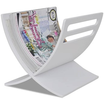 vidaXL Drewniany stojak na gazety, biały