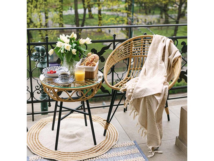 Krzesło BOKKA plecione 65x57x47 cm - Homla Metal Rattan Krzesła tradycyjne Styl Industrialny