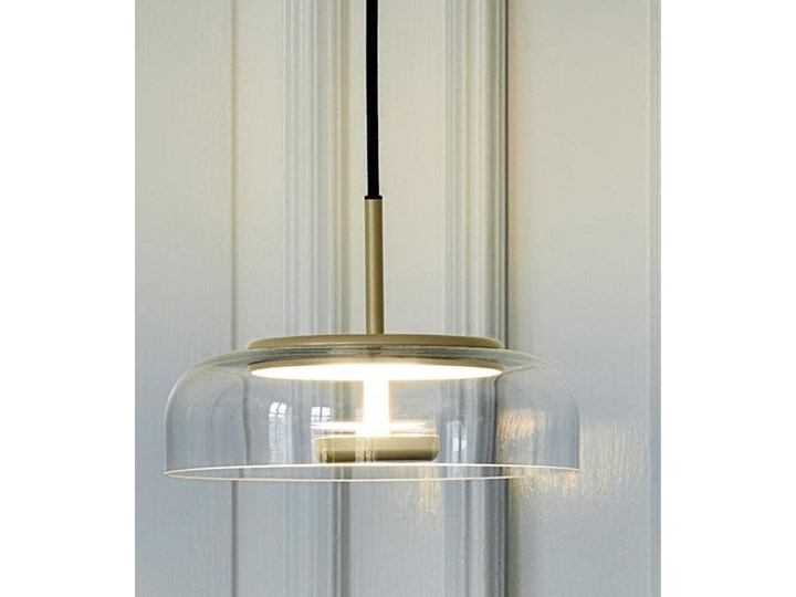 Hannah • nowoczesna szklana lampa wisząca LED Ø23 złota Styl Nowoczesny Lampa z kloszem Szkło Metal Kolor Złoty