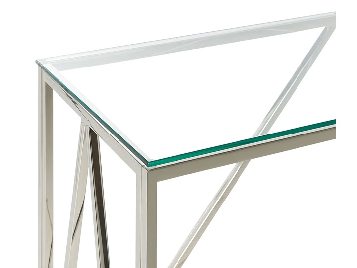 Beliani Konsola srebrna szkło hartowane stal nierdzewna 120 x 40 cm prostokątny stolik styl nowoczesny glamour salon sypialnia korytarz Szerokość 120 cm Kategoria Konsole Kolor Srebrny
