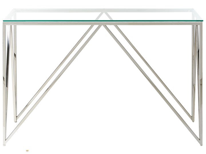 Beliani Konsola srebrna szkło hartowane stal nierdzewna 120 x 40 cm prostokątny stolik styl nowoczesny glamour salon sypialnia korytarz Pomieszczenie Przedpokój Szerokość 120 cm Kategoria Konsole