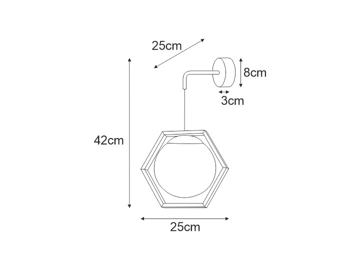 Kinkiet z kloszem w czarnej geometrycznej ramce K-4789 z serii FAVO Szkło Kolor Czarny