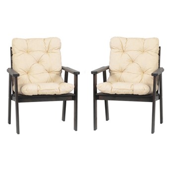 SELSEY Zestaw dwóch krzeseł ogrodowych Mccarns szare z beżowymi poduszkami