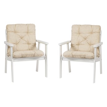 SELSEY Zestaw dwóch krzeseł ogrodowych Mccarns białe z beżowymi poduszkami