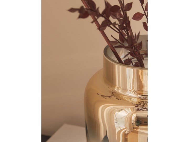 Ręcznie dmuchany szklany wazon w kolorze złota Westwing Collection Uma, wys. 20 cm Szkło Metal Kategoria Wazony