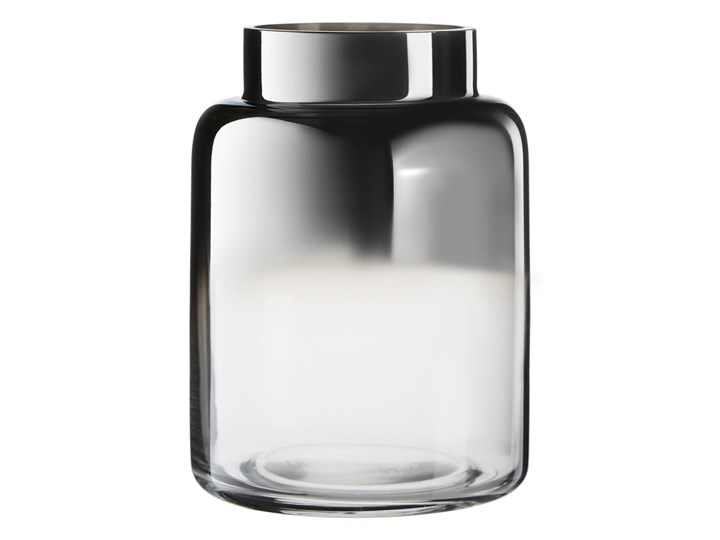 Ręcznie dmuchany szklany wazon w kolorze srebra Westwing Collection Uma, wys. 35 cm Szkło Metal Kolor Szary Kategoria Wazony