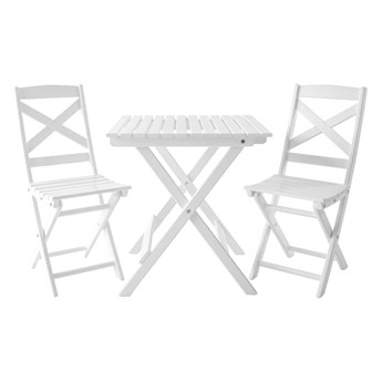 SELSEY Zestaw mebli ogrodowych Bonnert stół z dwoma krzesłami biały