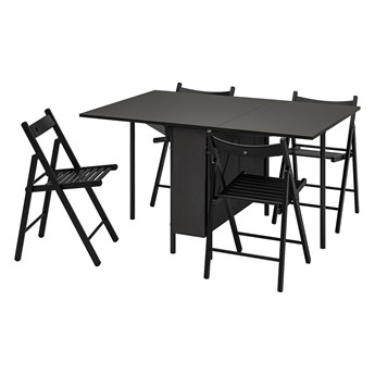IKEA KALLHÄLL / TERJE Stół i 4 krzesła, czarny ciemnoszary/czarny, 33/89/145x98 cm