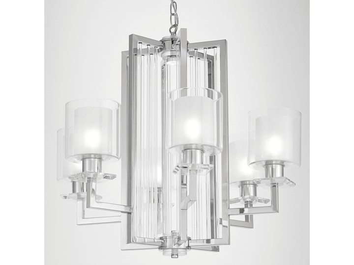 NOWOCZESNA LAMPA WISZĄCA CHROMOWANA MANHATTAN Pomieszczenie Salon Metal Lampa z kloszem Szkło Lampa z abażurem Kolor Srebrny