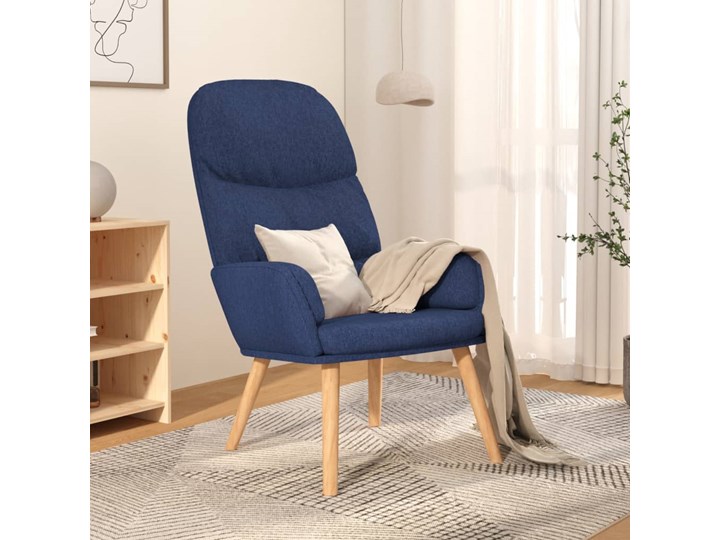 vidaXL Fotel, niebieski, obity tkaniną Drewno Tworzywo sztuczne Metal Kategoria Fotele do salonu