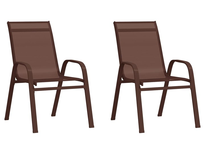 vidaXL Sztaplowane krzesła ogrodowe, 2 szt., brąz, tworzywo textilene Tworzywo sztuczne Metal Kolor Brązowy