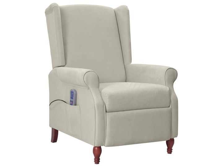 vidaXL Rozkładany fotel masujący, jasnoszary, obity mikrofibrą Tkanina Tworzywo sztuczne Fotel rozkładany Metal Drewno Pomieszczenie Salon Kategoria Fotele do salonu