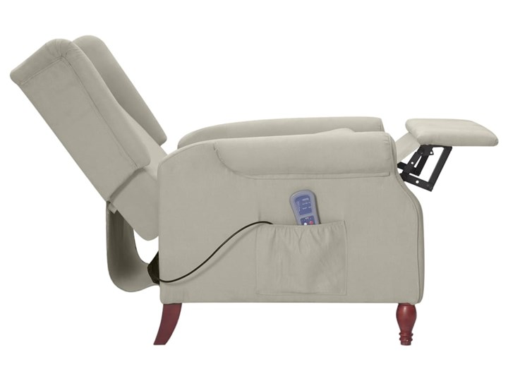 vidaXL Rozkładany fotel masujący, jasnoszary, obity mikrofibrą Tworzywo sztuczne Fotel rozkładany Drewno Metal Tkanina Pomieszczenie Salon