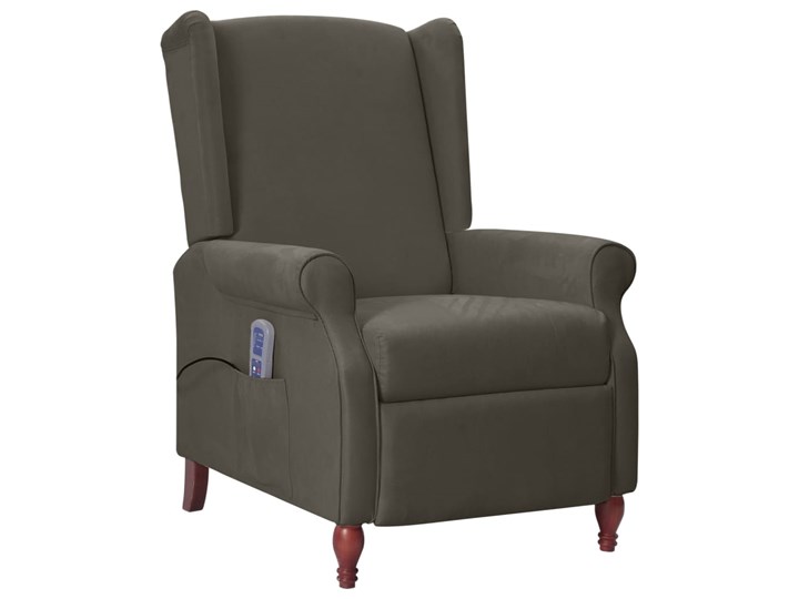 vidaXL Rozkładany fotel masujący, ciemnoszary, obity mikrofibrą Fotel rozkładany Pomieszczenie Salon Metal Drewno Tworzywo sztuczne Tkanina Kategoria Fotele do salonu