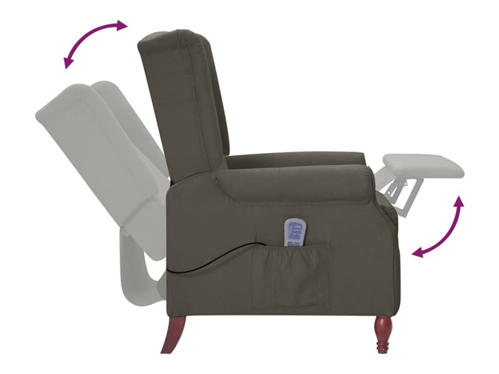 vidaXL Rozkładany fotel masujący, ciemnoszary, obity mikrofibrą Metal Fotel rozkładany Drewno Tkanina Tworzywo sztuczne Pomieszczenie Salon