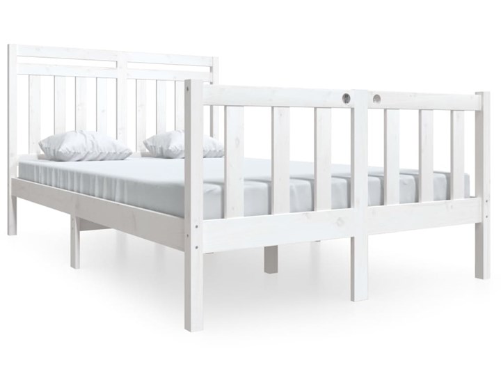 vidaXL Rama łóżka, biała, lite drewno, 120x190 cm, 4FT, podwójna Styl Rustykalny Łóżko drewniane Kolor Biały