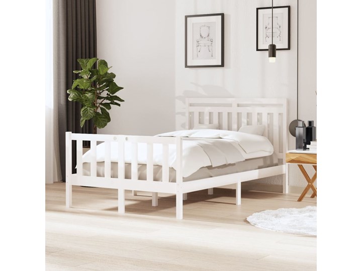vidaXL Rama łóżka, biała, lite drewno, 120x190 cm, 4FT, podwójna Łóżko drewniane Styl Rustykalny