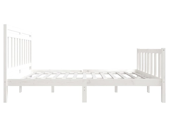 vidaXL Rama łóżka, biała, lite drewno, 140x190 cm Łóżko drewniane Styl Rustykalny Kolor Biały