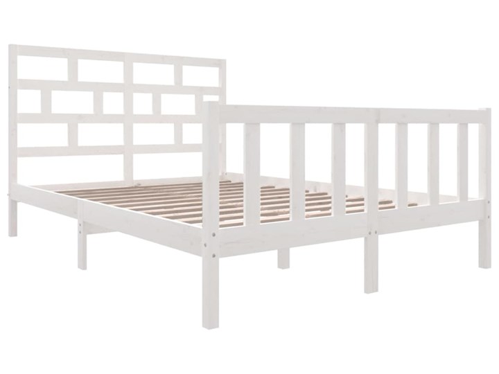 vidaXL Rama łóżka, biała, lite drewno sosnowe, 160 x 200 cm Łóżko drewniane Rozmiar materaca 160x200 cm
