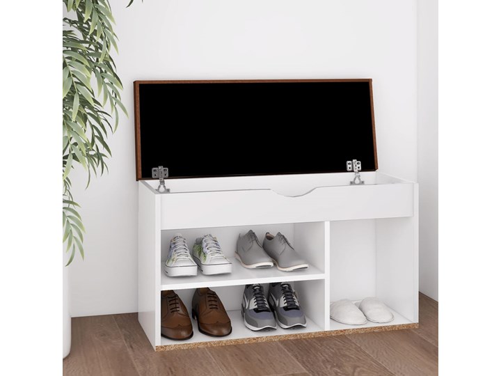 vidaXL Ławka na buty z poduszką, biała, 80x30x47 cm, płyta wiórowa Głębokość 30 cm Płyta meblowa Kolor Biały Płyta MDF Tworzywo sztuczne Szerokość 80 cm Płyta laminowana Typ Z siedziskiem