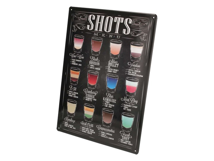 Tabliczka Shots 30x40cm, 30 x 40 x 1 cm Kategoria Tablice i litery Tablica Kolor Czarny