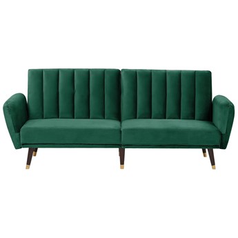 Beliani Sofa rozkładana szmaragdowa welurowa funkcja spania glamour duży pokój salon pokój gościnny łóżko kanapa wersalka tapczan