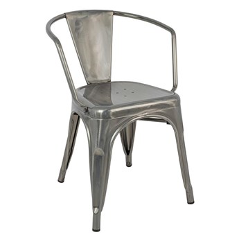 Nowoczesne krzesło z podłokietnikami srebrne - Riki 4X