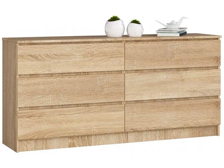 Skandynawska komoda z gładkim frontem dąb sonoma - Olin 3X Głębokość 40 cm Szerokość 160 cm Wysokość 77 cm Z szufladami Płyta MDF Kategoria Komody